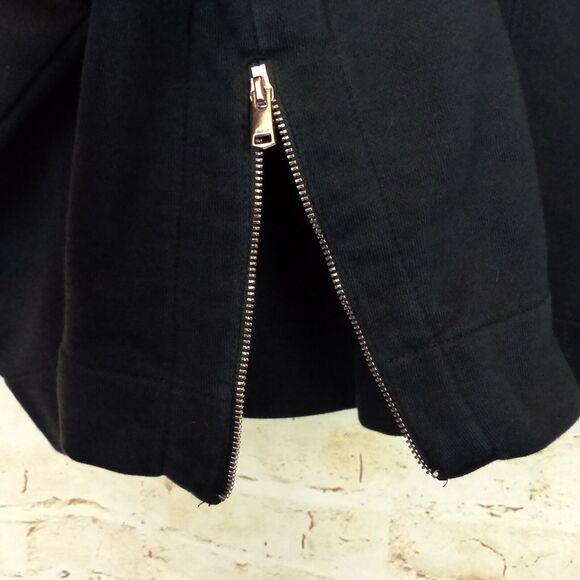 Reiss Arden Hoodie Womens M Black Crop Jersey Rib Zip Relaxed Loungewear Rock - Picture 7 of 14